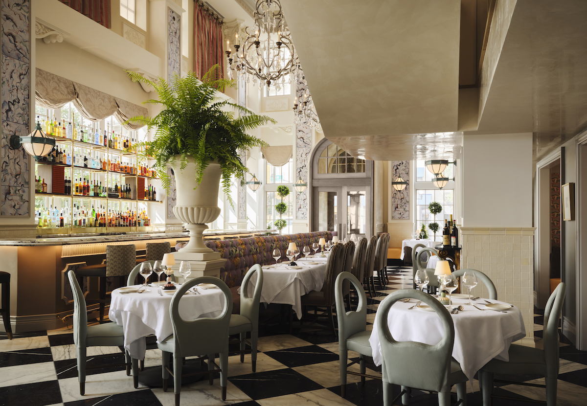 The elegant dining room and bar at Mister Charles. | Photo by Douglas Friedman