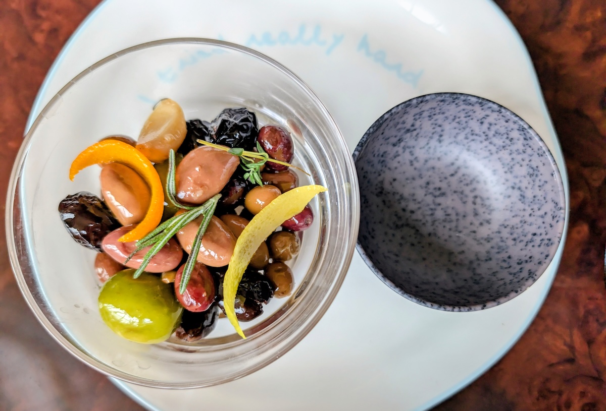 Olive fans must order a plate, as well as the Dirty FiNO martini. | Photo by Linnea Covington