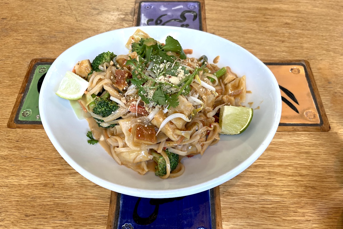 A plate of Indonesian-style peanut noodles at the teahouse. | Photo by Zanny Merullo
