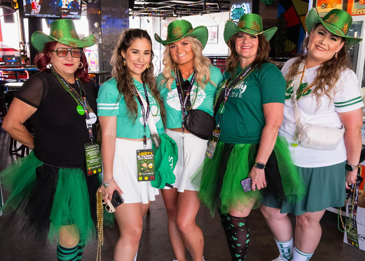 Partygoers dress the part for Lucky's St. Patrick's Day Crawl in Houston. | Photo by Crawl With Us
