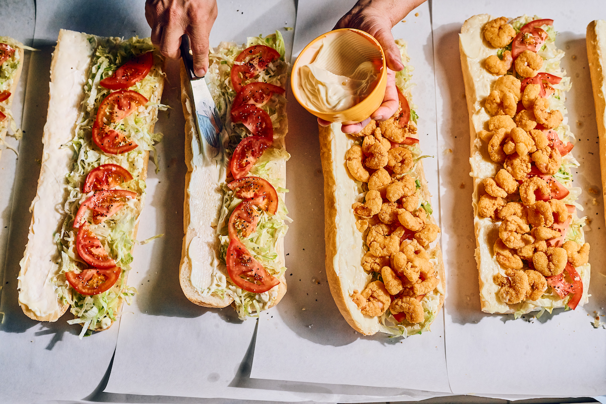 Po'boys get a lather of mayo. | Photo by Blue Plate Mayo