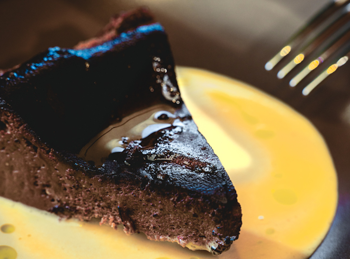 Basque-style chocolate cheesecake with grapefruit creme anglaise at Osteria di Mercato. | Photo by Osteria di Mercato