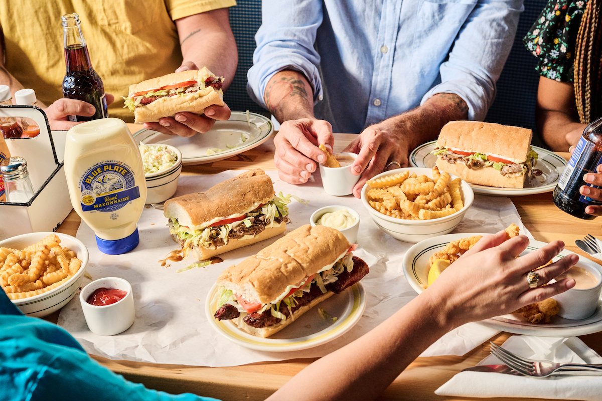 A po'boy spread featuring Blue Plate Mayo. | Photo by Blue Plate Mayo