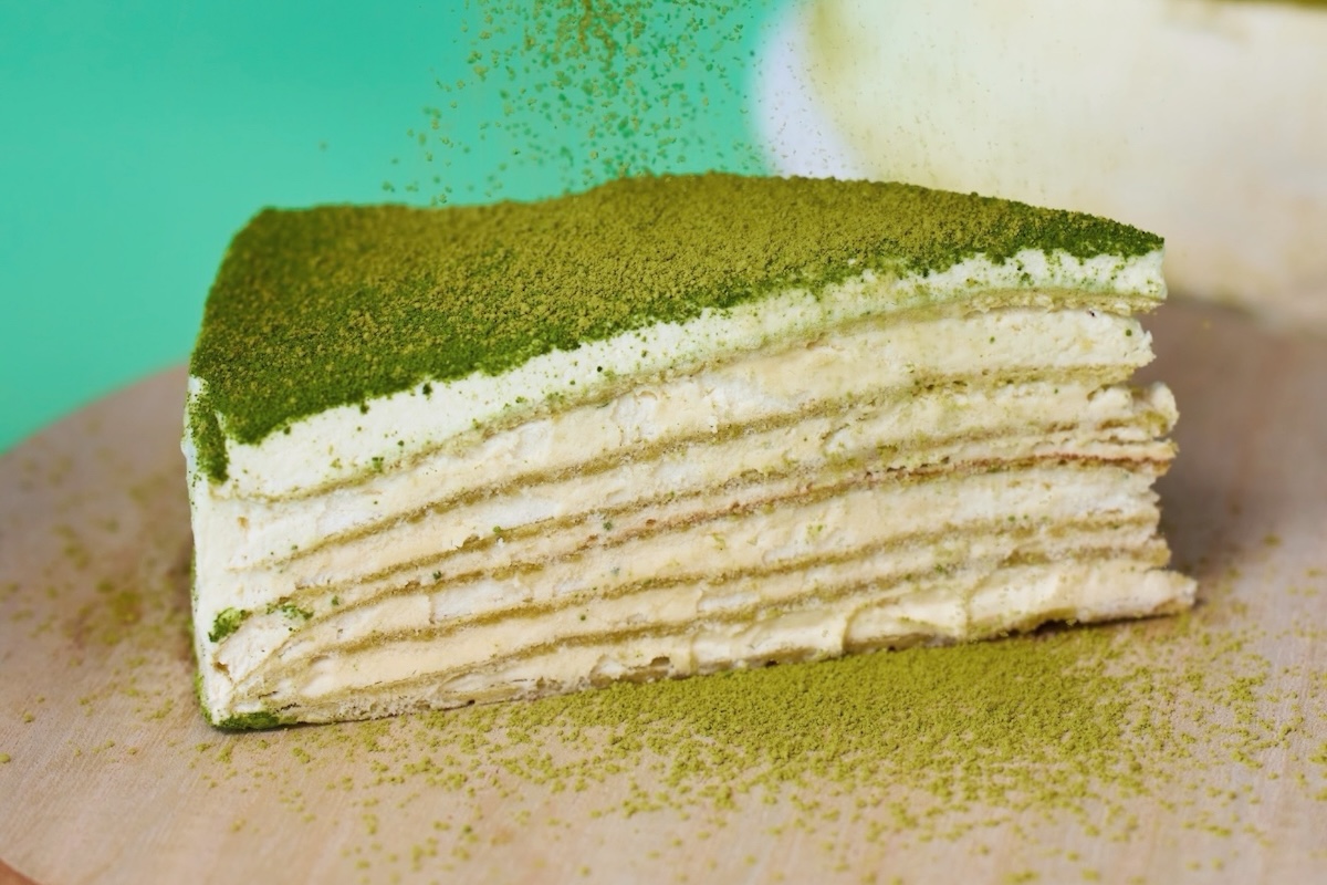 The matcha crepe cake is light, airy, and refined sugar-free | Photo courtesy of Simply Sweet