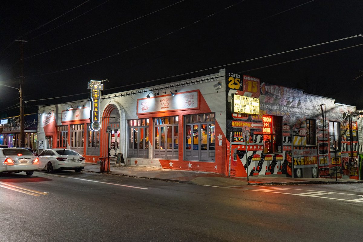 The exterior of Southern Feedstore at night. | Photo by Southern Feedstore