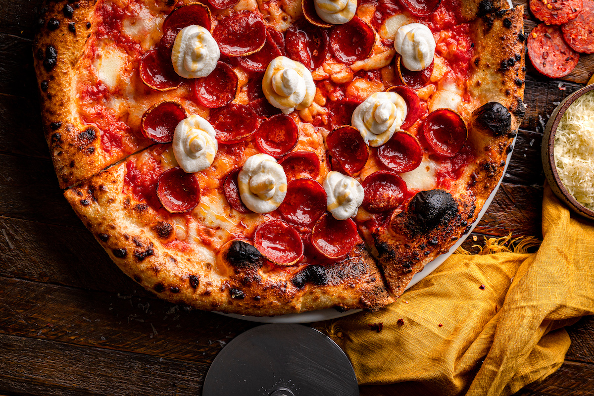 Hot honey char pizza at Sunnyside Pizzeria. | Photo by Ryan Aaron Photo