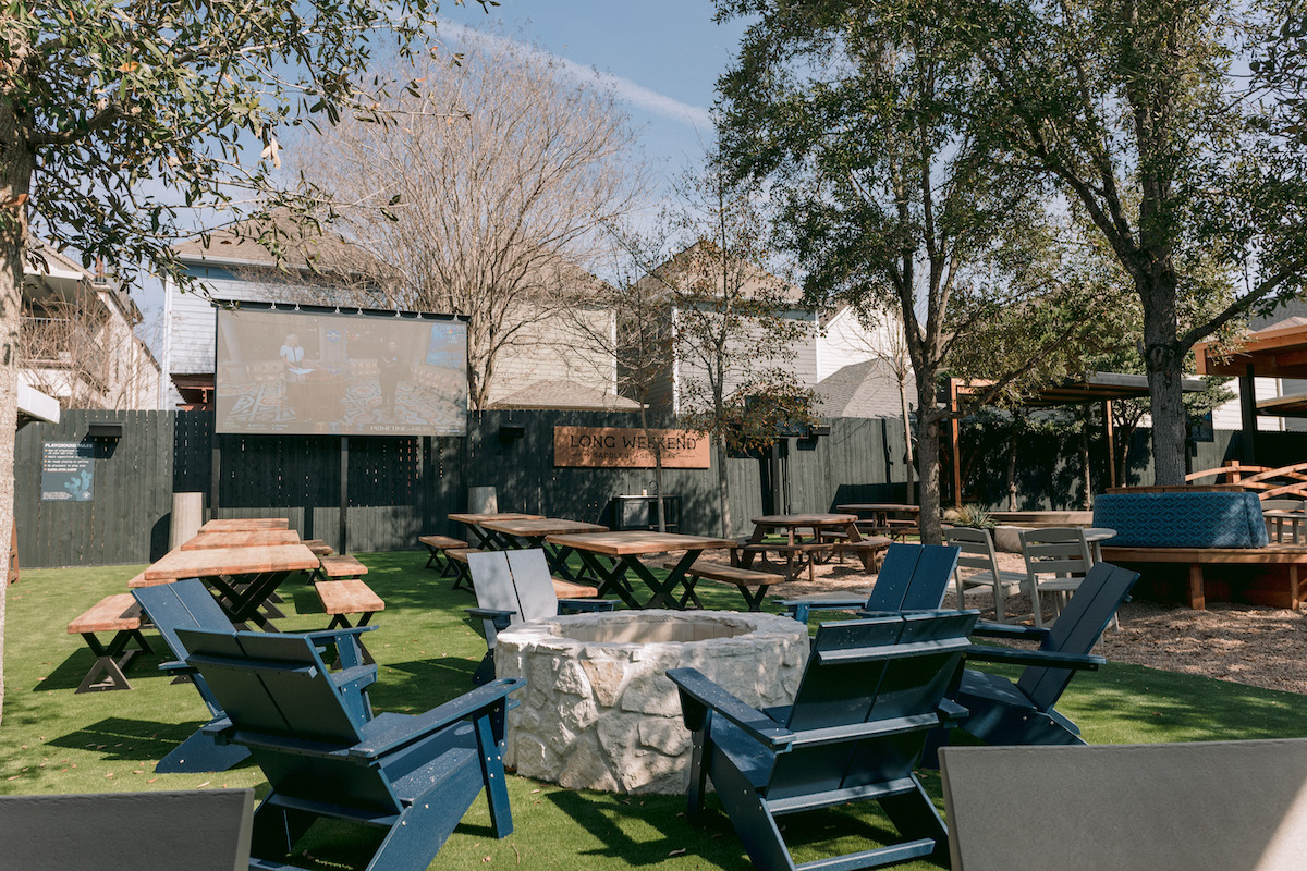 The live music stage and outdoor seating at Long Weekend. | Photo by Marco Wang