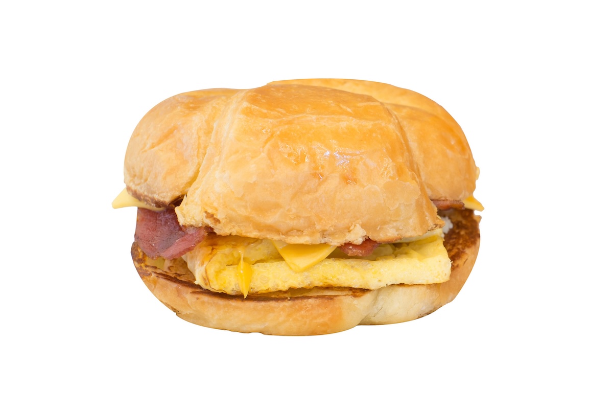 butter croissants, bacon and egg