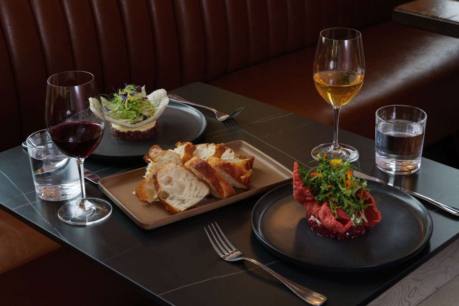 Elk tartare (left) and the delicious vegetarian version made from beets | Photo by Bin 707 Foodbar