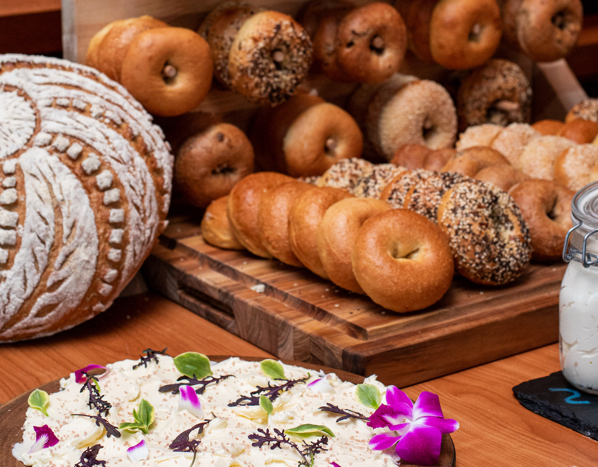 A bagel display during brunch at SER Steak + Spirits. | Photo by SER Steak + Spirits