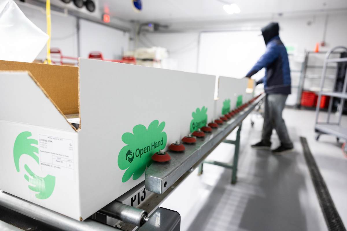 Prepared meals are packed in boxes at Open Hand Atlanta. | Photo by Open Hand Atlanta