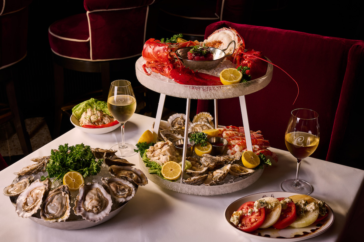 Seafood tower and other raw bar gems at Clark's Steakhouse. | Photo by Angie Webb