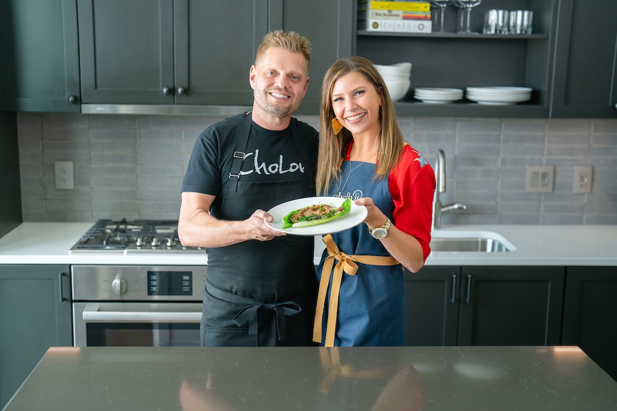 Chefn It Cooking Show Denver Colorado_Lon Symensma_Tarah Runco_Cholon Modern Asian_02 - DiningOut Showing off the Larb Lettuce Cups on Chef'n It. | Photo by Behind the Apron Media