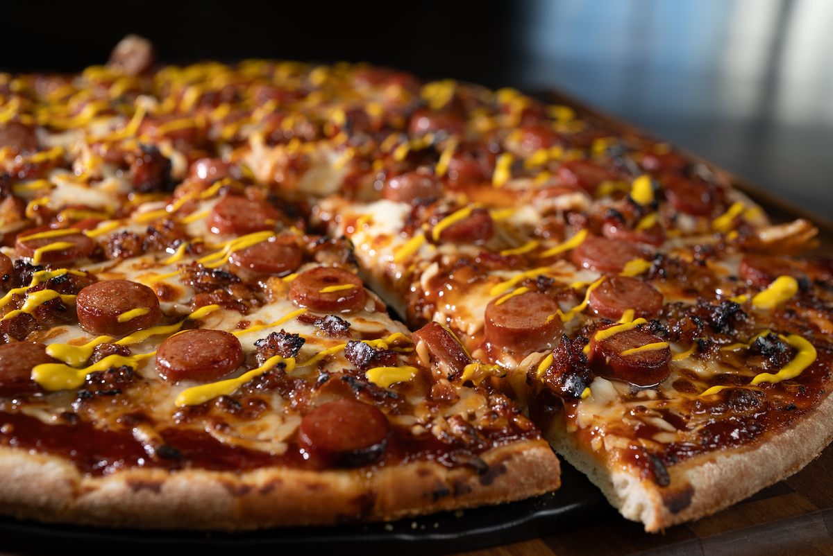 Crawford dog pizza at Crust City Pizza. | Photo by  Aramark Sports + Entertainment