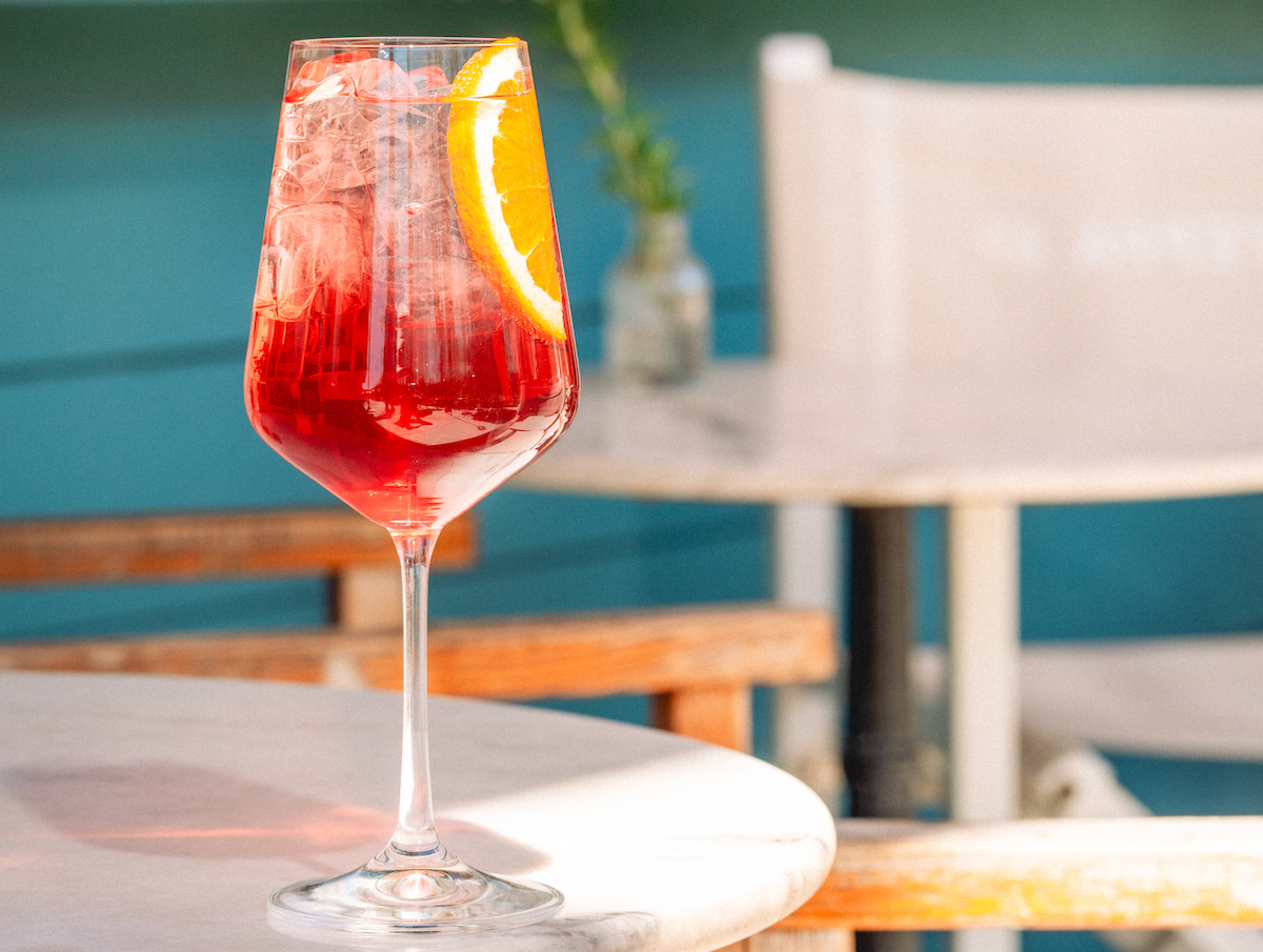 The non-alcoholic spritz adds a pop of color to the patio at Yeppa & Co. | Photo by Hunter Reynolds