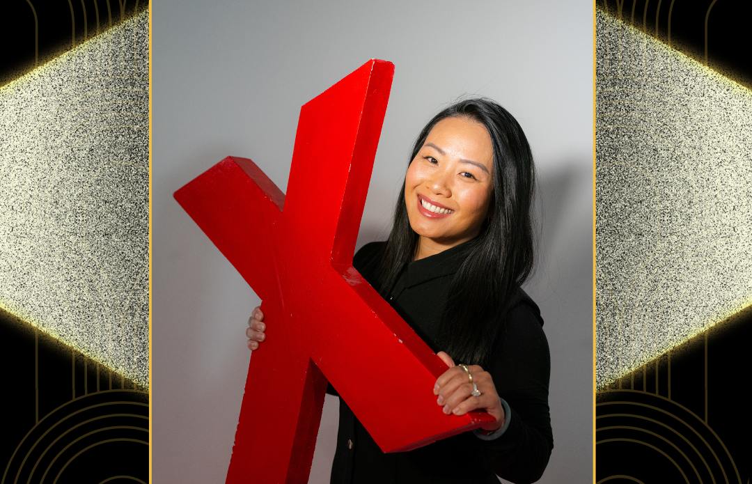Doris Yuen of MAKfam takes the stage at CU for a TED Talk. | Photo courtesy of Doris Yuen