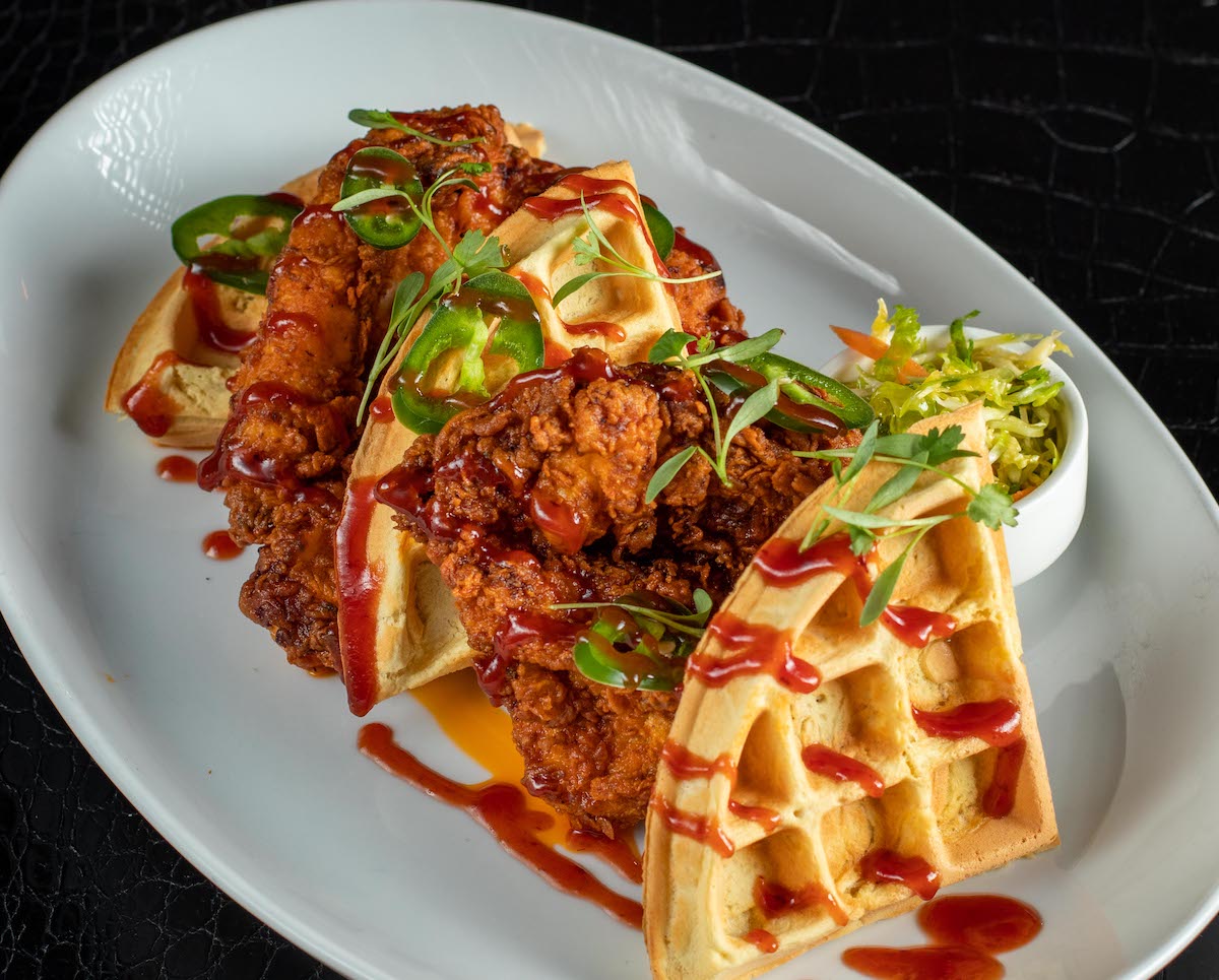 Hot chicken and waffles at STK Steakhouse. | Photo by STK Steakhouse