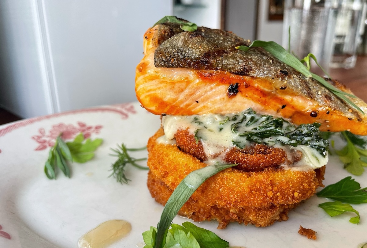 The menu toggles between new American and Italian, for example, this Arctic Char dish. | Photo courtesy of Little Owl