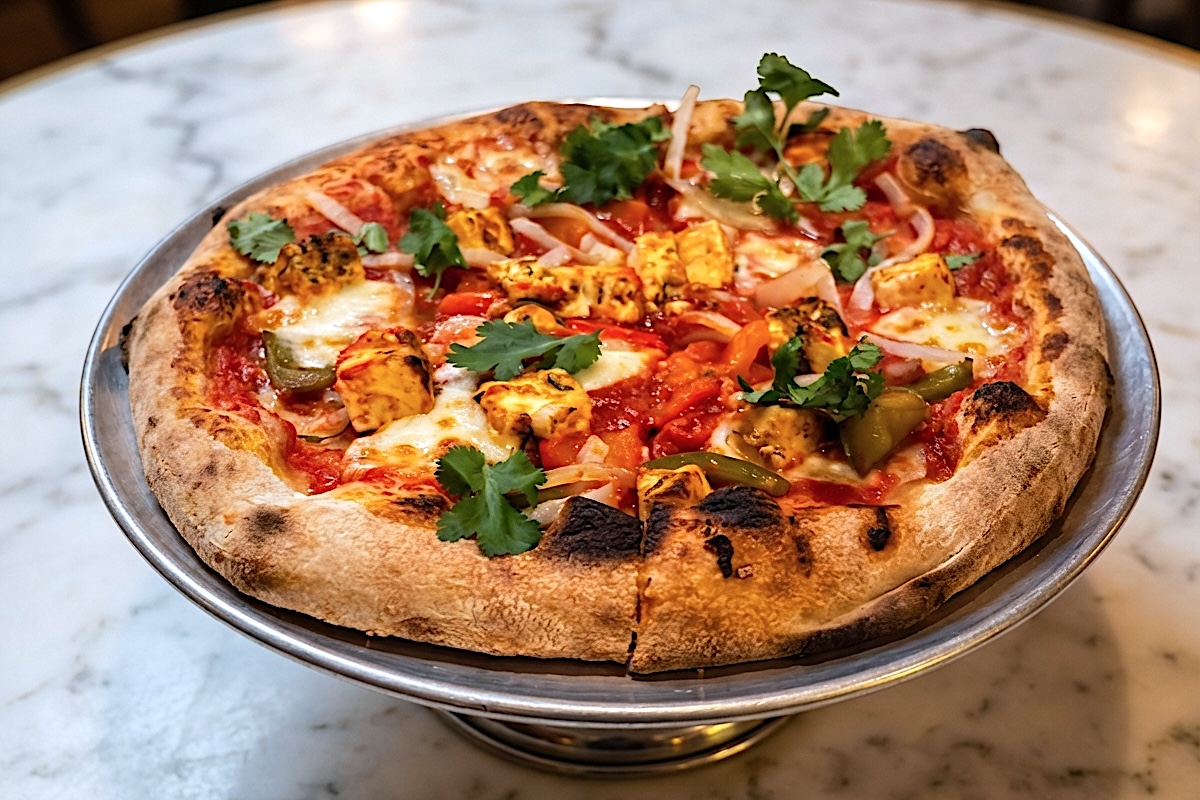 Caption: A limited run pie from the Ops’ Guest Pizza Series featuring Adda’s spicy paneer | Photo by Nishtha Dalal