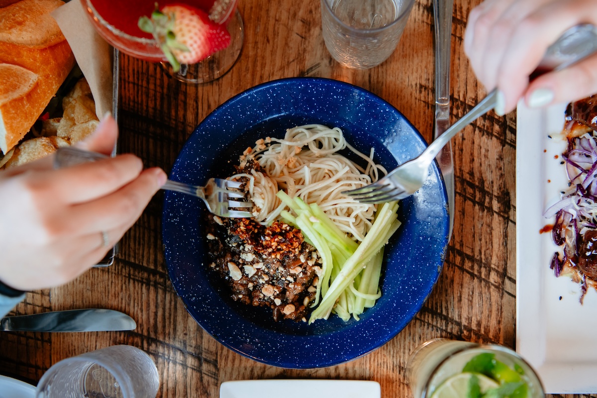 Dan Dan Noodles at Olive and Finch. | Photo by Lucy Beaugard