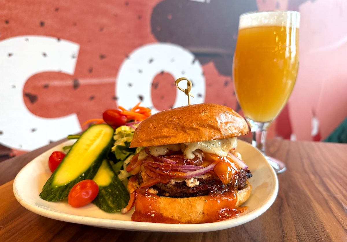 Peachy Keen_burger_Great_divide_rino_Denver - DiningOut The Peachy Keen Burger is new on the Great Divide Brewery and Roadhouse menu. | Photo courtesy of Vibe Concepts