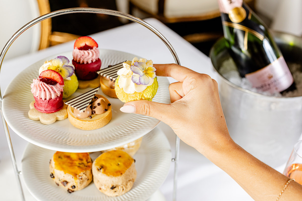 Pastries presented on a tiered tower at the Adolphus French Room Mother's Day tea. | Photo by the Adolphus
