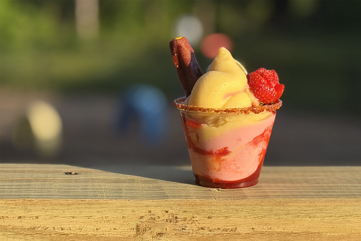 Strawberry mango swirl soft serve margarita at the Chef's Grind. | Photo by Desiree Gutierrez