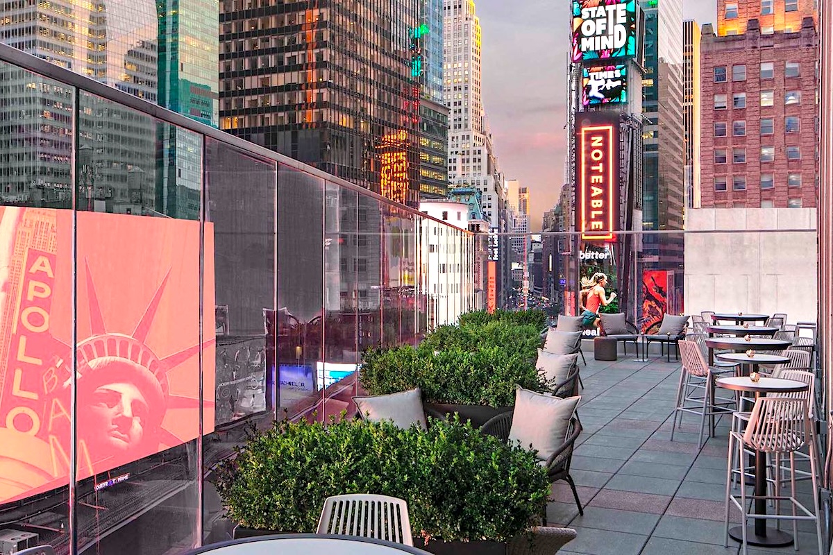 Eat with a view right on Times Square. | Photo courtesy of Broadway Lounge