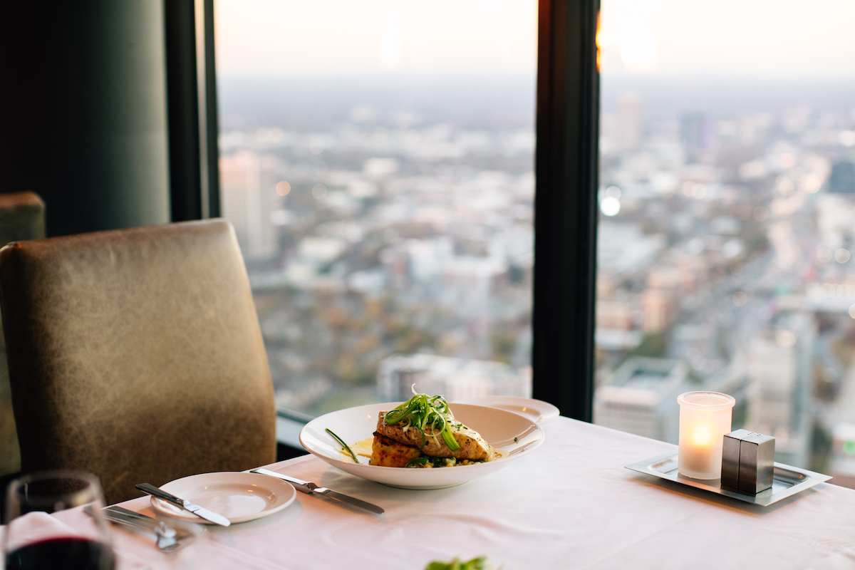 A window seat at the Sun Dial Restaurant offers prime views. | Photo by Westin Peachtree Plaza