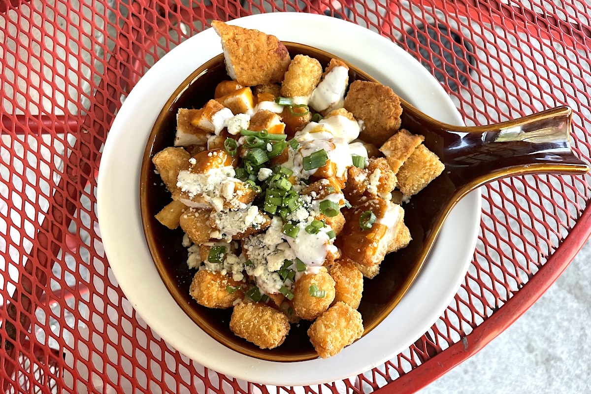 The loaded Buffalo chicken tots at Breakfast Queen. | Photo by Ruth Tobias