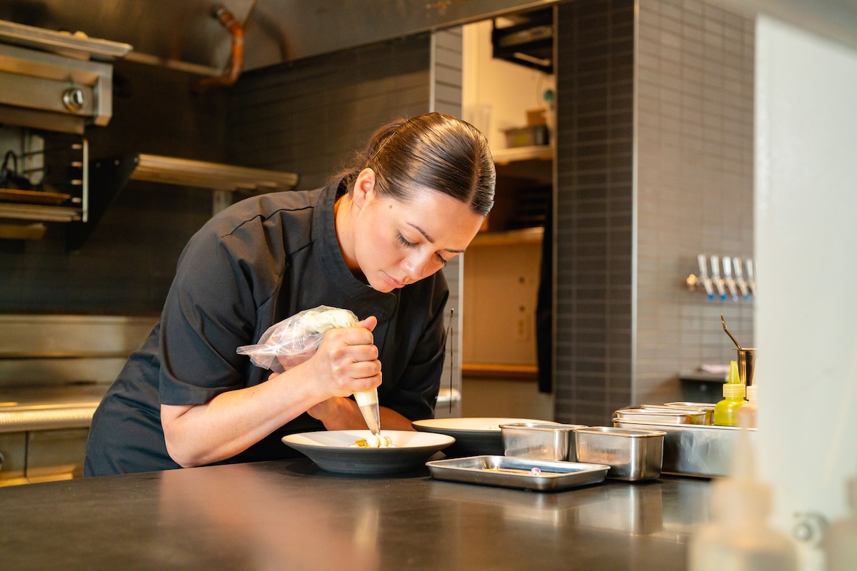 Chefn It Cooking Show_Emily Thompson Wolfs Tailor Michelin Star Restaurant Denver Colorado_Credit Behind the Apron Media_03 - DiningOut Chef Emily Thompson showcases her dessert skills on Chef'n It. | Photo by Behind the Apron Media