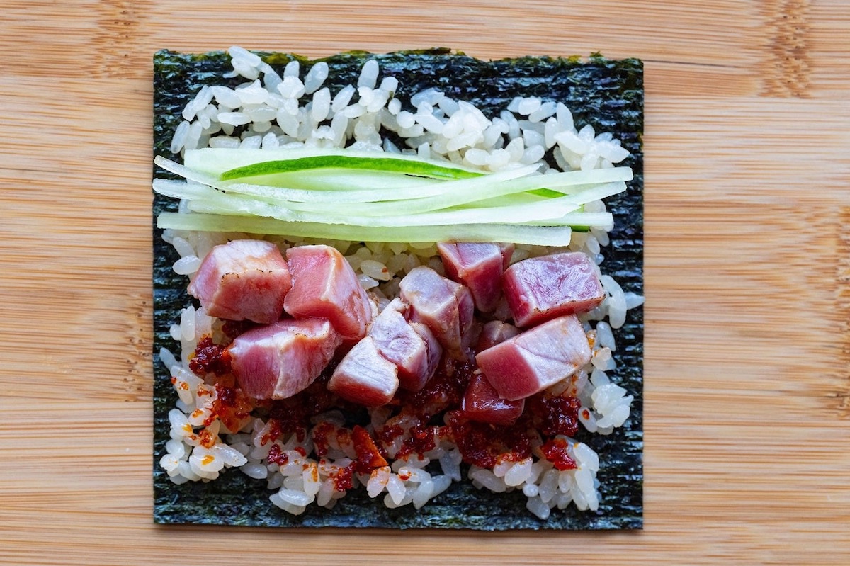 Handroll Social - DiningOut Tuna handroll, ready to be rolled at Handroll Social. | Photo by Handroll Social