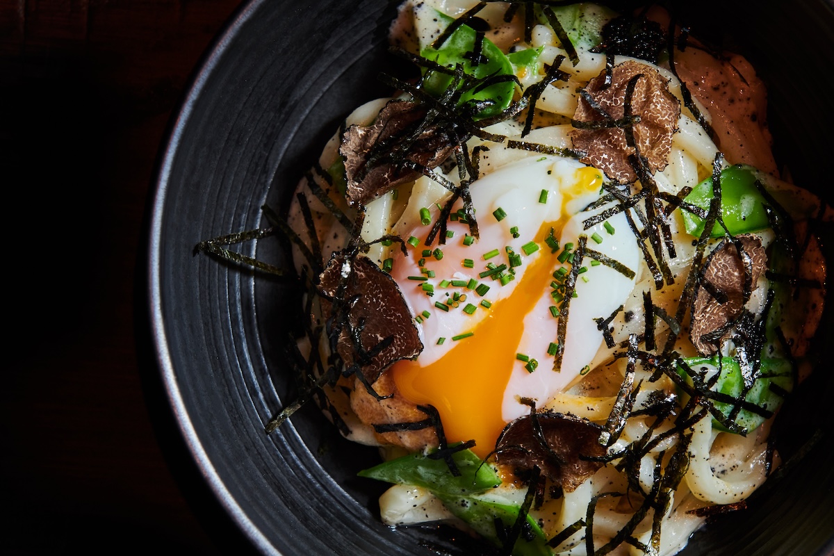 An Asian-style take on Roman carbonara. | Photo courtesy of Sake No Hana