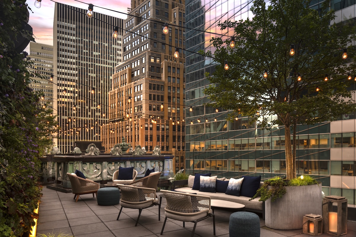 NYC_St Cloud Rooftop Detail Nook - DiningOut Feast on the surrounding city with a drink in hand. | Photo courtesy of St. Cloud Rooftop at The Knickerbocker