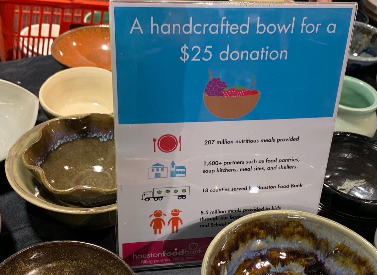 Each handcrafted bowl purchased at Empty Bowls Houston helps support the Houston Food Bank, where every dollar donated provides three meals to neighbors facing food insecurity. | Photo by Empty Bowls Houston