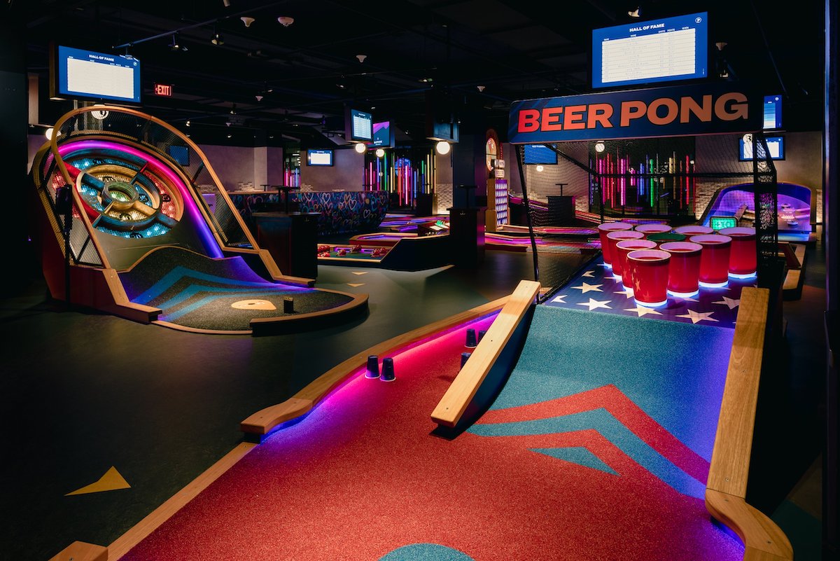 Puttshack’s high-tech mini golf courses and nightlife-driven atmosphere have made it a popular destination inside the Interlock. | Photo by the Interlock