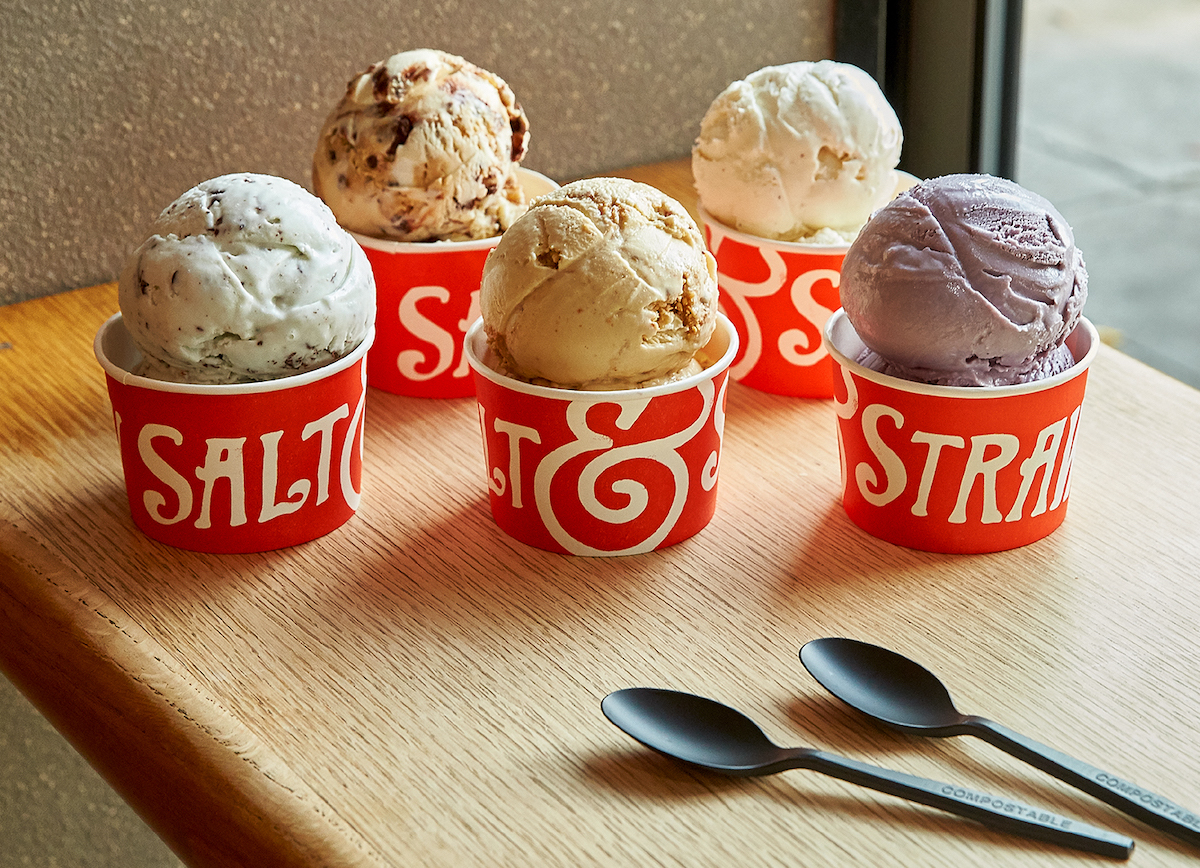 A lineup of Salt & Straw’s signature ice creams showcases the Portland-born brand’s inventive flavors and small-batch approach. | Photo by Salt & Straw