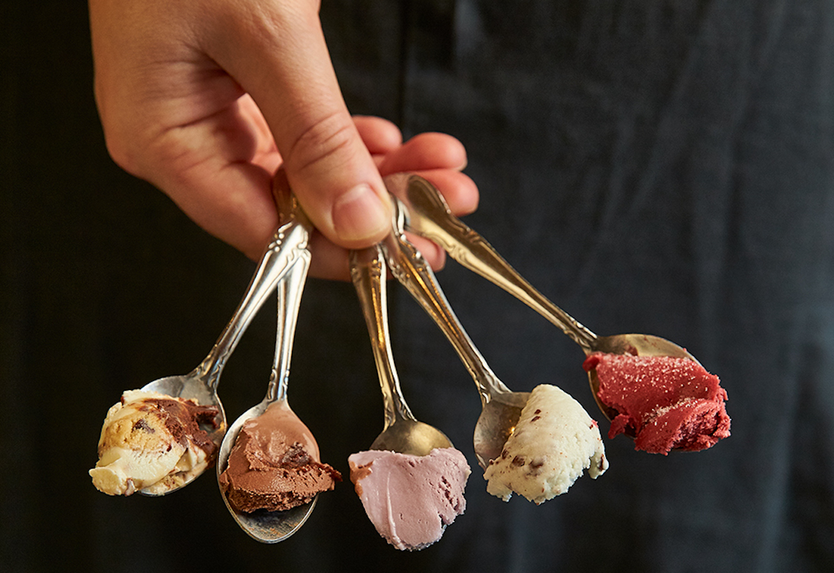 Sampling is a hallmark of the Salt & Straw experience, with guests encouraged to taste as many flavors as they like before ordering. | Photo by Salt & Straw