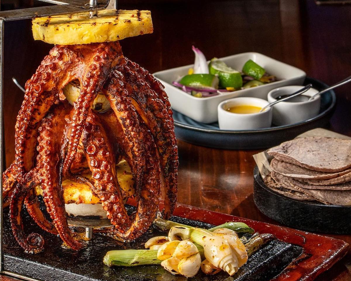 The dramatic octopus trompo at Xalisko. | Photo by Xalisko
