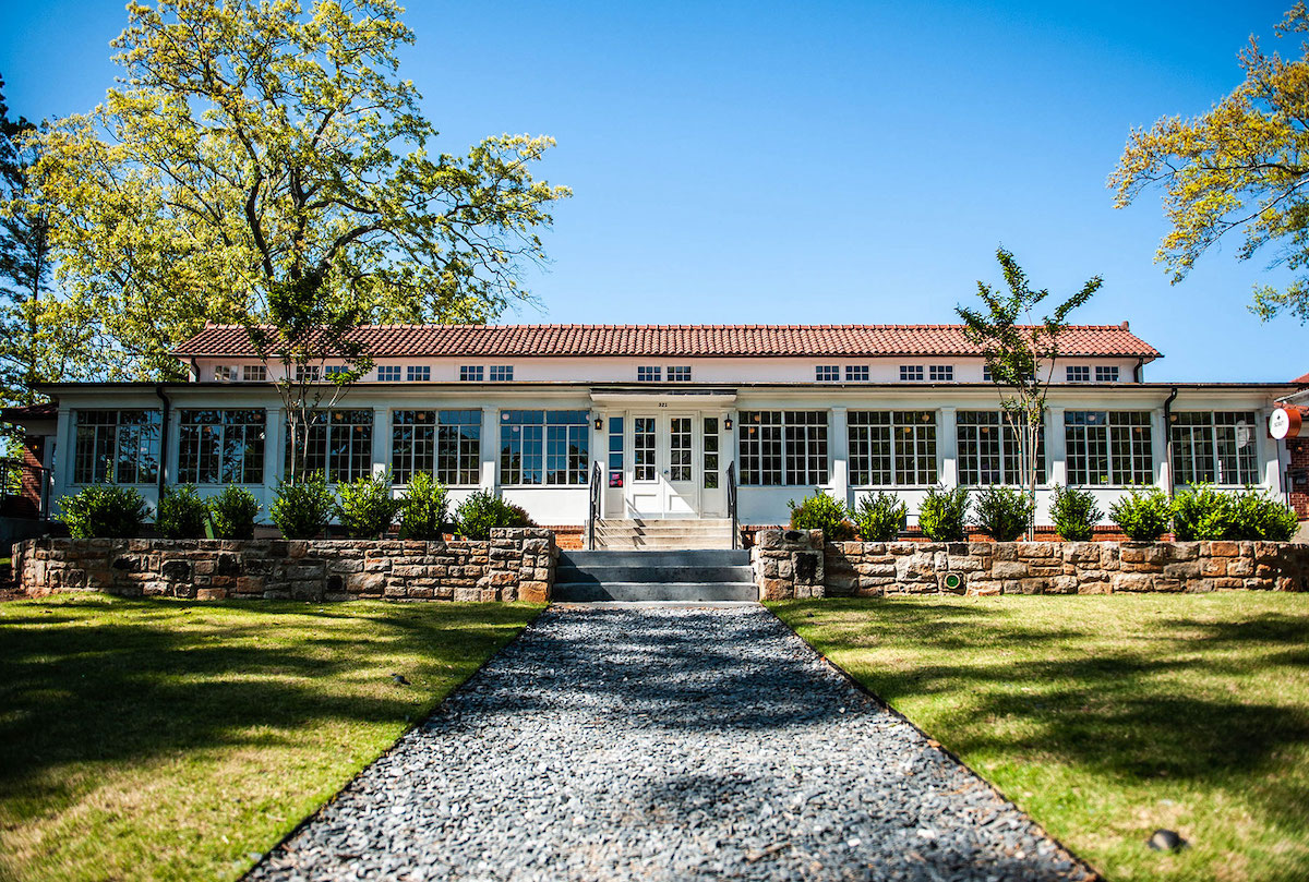Scout occupies the beautifully restored Scottish Rite building in Oakhurst, a 1919 landmark known for its soaring windows, stately symmetry, and timeless architecture. | Photo by Scout