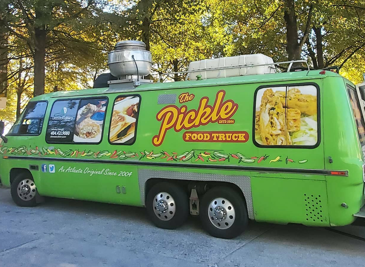 The bright, hard-to-miss Pickle food truck. | Photo by The Pickle