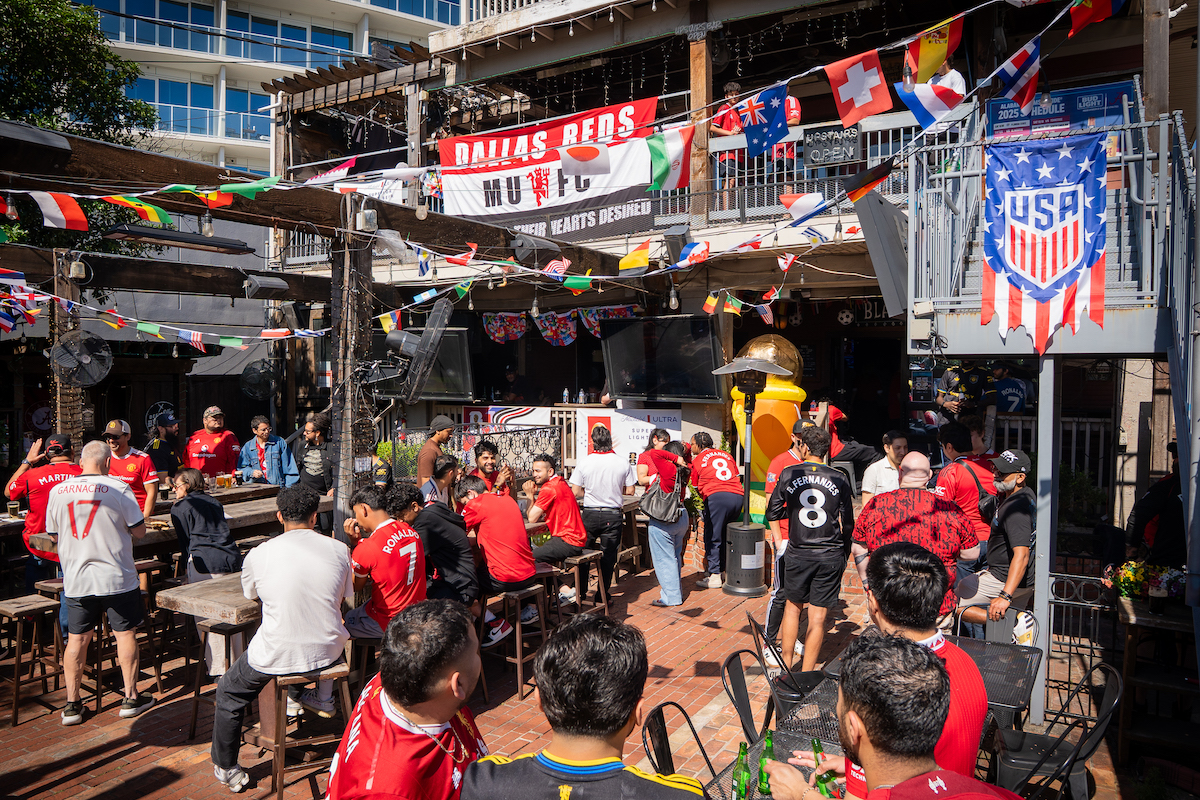 BlackfriarPub-PCHarveyHerrrera - DiningOut Flags fly and jerseys fill the patio as soccer fans gather at Blackfriar Pub, one of the city's most energetic destinations for World Cup watch parties. | Photo by Harvey Herrrera