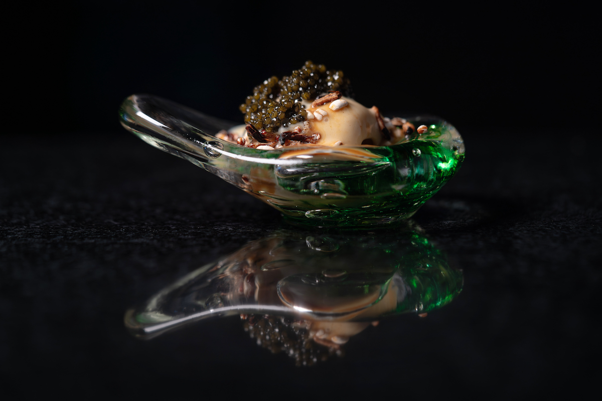 Dessert gets the Punk Noir treatment, blurring the line between sweet and savory, with caramel, caviar, and ice cream. | Photo by Amy Zawacki