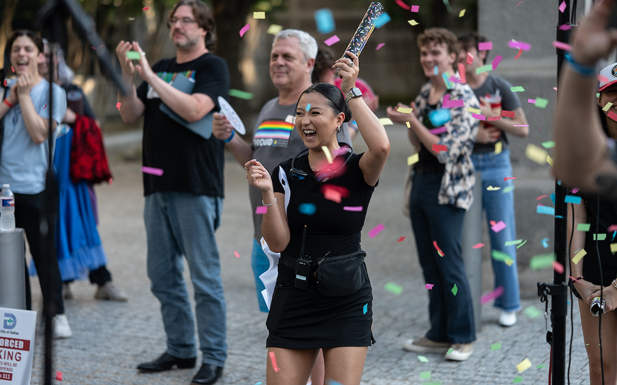 Confetti flies as attendees celebrate at the Dallas Arts District Pride Block Party. | Photo by Dallas Arts District
