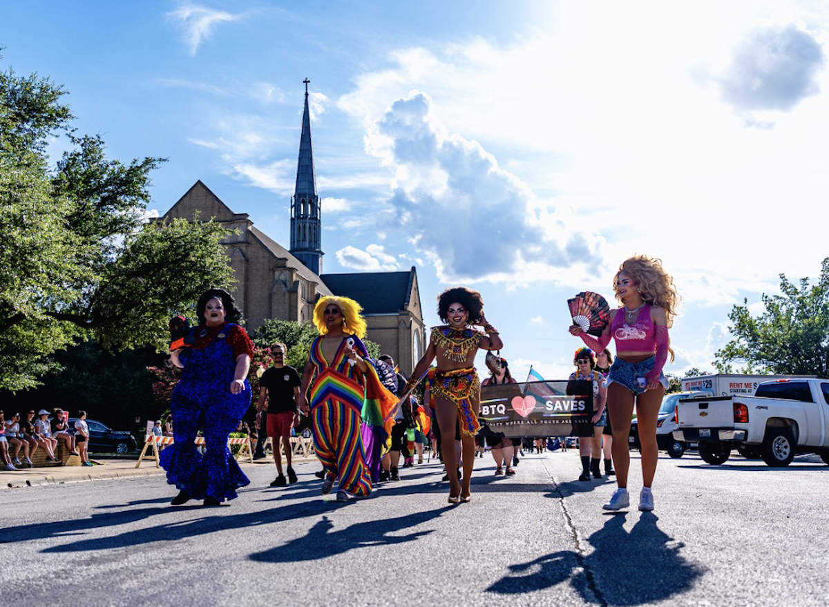 Participants march through Fort Worth during Trinity Pride Fest, an annual celebration of the LGBTQIA+ community and its allies. | Photo by Trinity Pride Fest