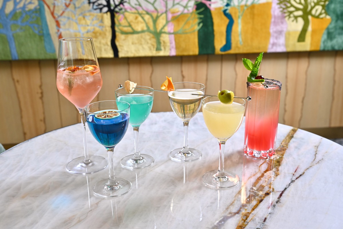 Cocktails representing World Cup competing countries at Le Jardinier. | Photo by Alex Montoya
