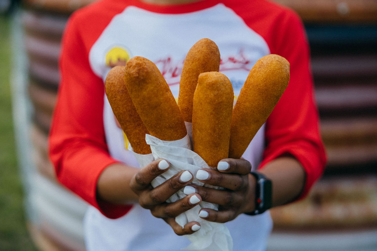 A bouquet of golden fried Fletcher's Corny Dogs. | Photo by Fletcher's Corny Dogs