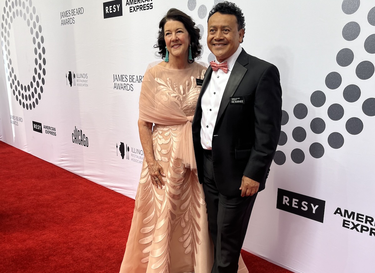 Tracy Vaught and Hugo Ortega walk the red carpet at the 2026 James Beard Foundation Awards. | Photo by Paula Murphy