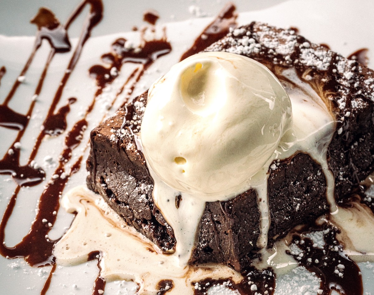 A scratch-made brownie with house-made vanilla ice cream is the best selling dessert at J-Bar-M BBQ. | Photo by J-Bar-M BBQ