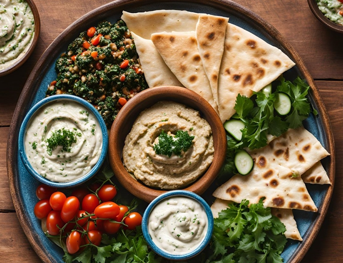 Fresh hummus, baba ganoush, tabbouleh, and warm pita are staples at Decatur's hidden-gem Turkish café, Mezze-Potamia. Photo by Mezze-Potamia